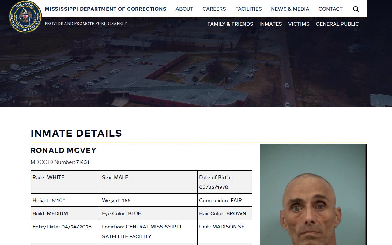 Pike County projected release date on an MDOC detail layout